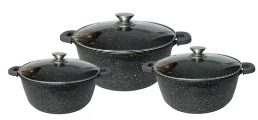 Set de 3 faitouts en granit noir