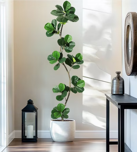 Ficus artificiel en pot blanc